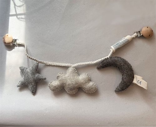 Pram Chain, Cloud/Star/Moon, Grey