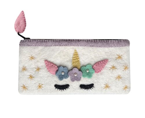Pencil Case, Unicorn/Flowers