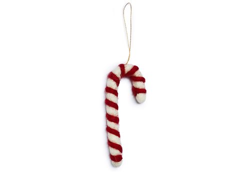 Ornament, Cane, White/Red