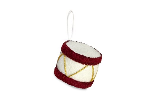 Ornament, Drum, Gold/Dark Red