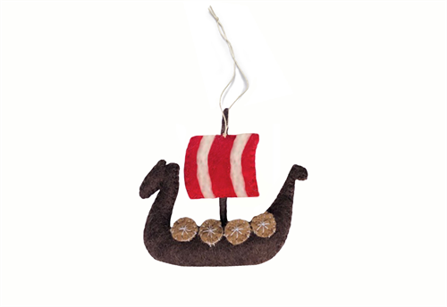 Ornament, Viking Ship, Red, Big