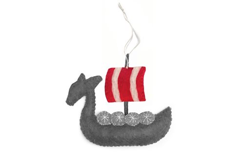 Ornament, Viking Ship, Red, Big