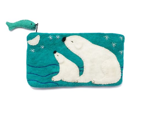 Pencil Case, Polar Bear, Blue