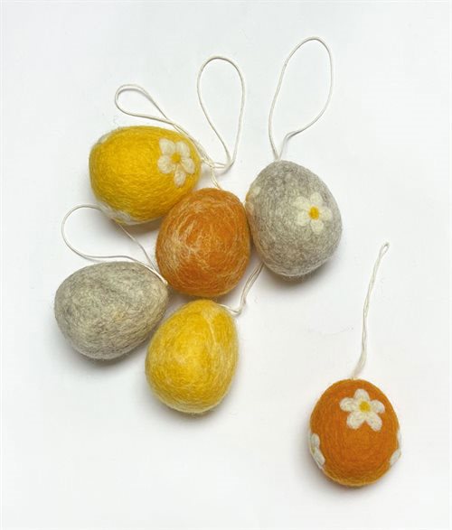Ornaments, Eggs, Yellow/Grey