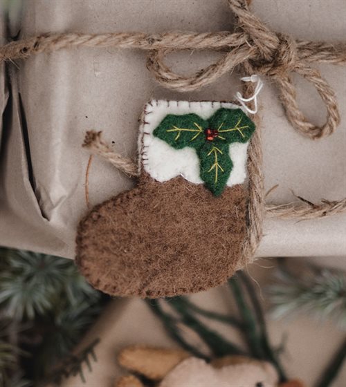 Ornament, Sock, Brown