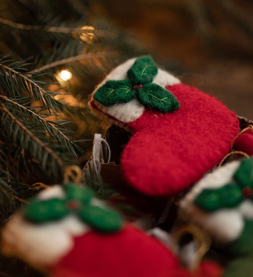 Ornament, Sock, Red